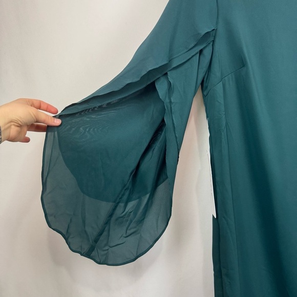 AZAZIE CARTER Stretch Pine Sheath Ruched Stretch Chiffon Dress NWT Women’s Sz 8 - Picture 6 of 16